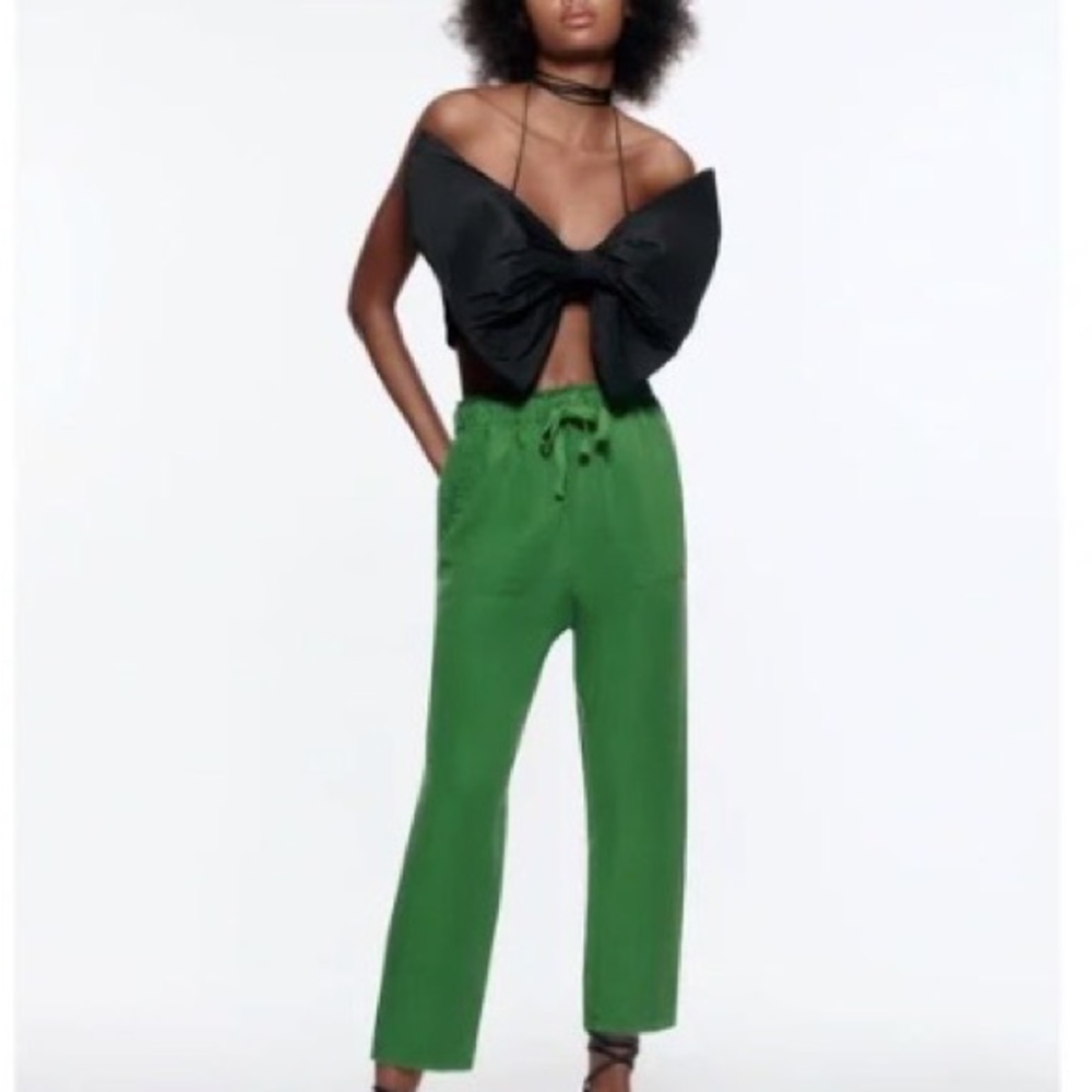 Zara Linen Blend Drawstring Pant